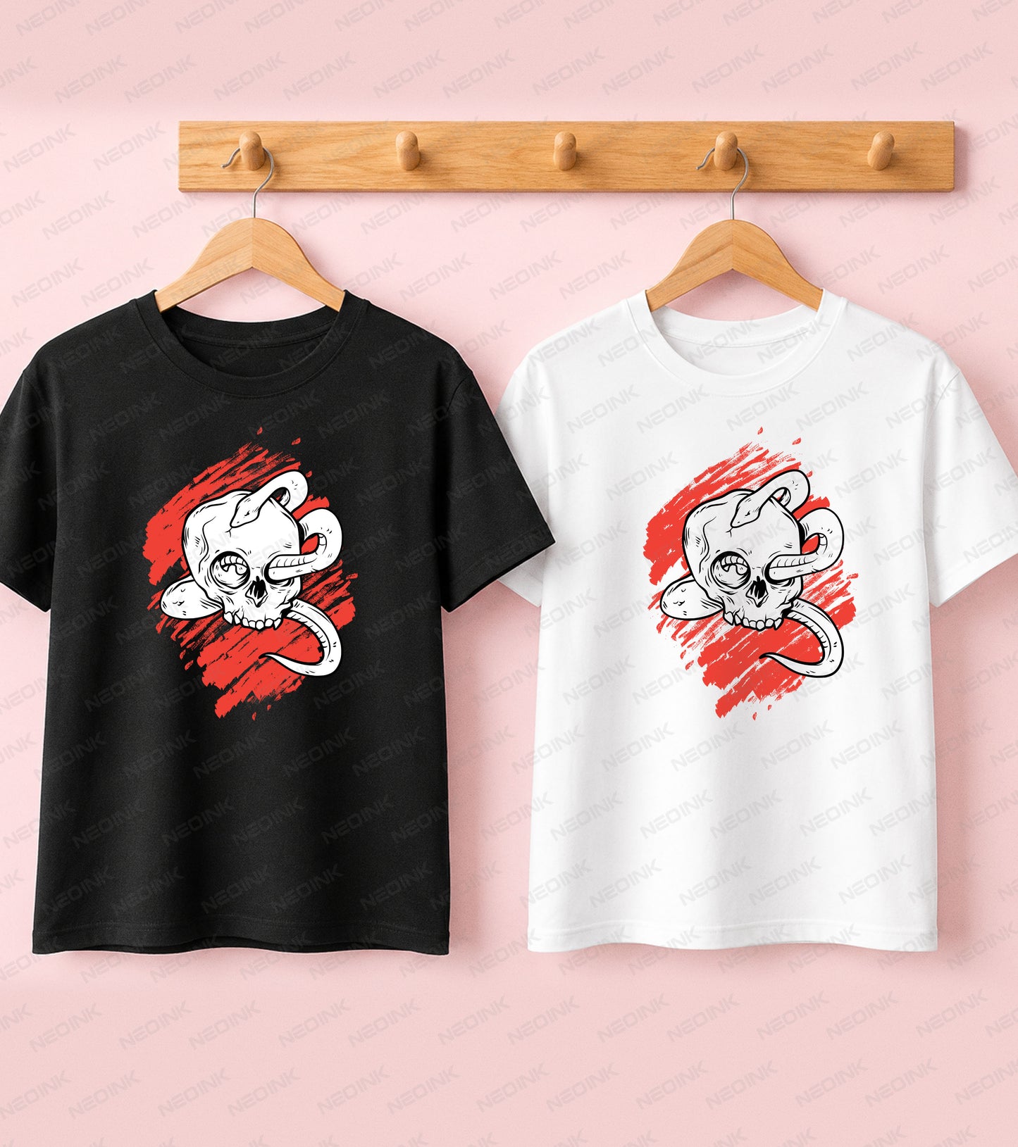 Slithering Snake Skull Red Circle Scary DTF Transfer S-B17