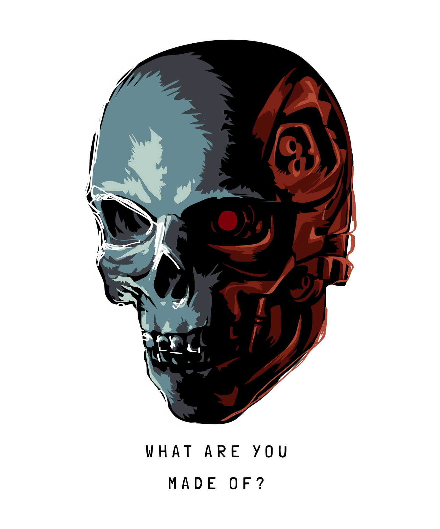 Cyborg Machine Skull Scary DTF Transfer S-W20