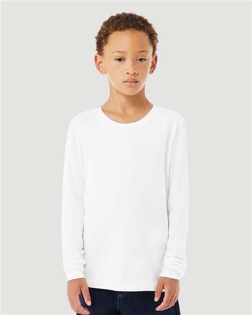 Youth Heather CVC Long Sleeve Tee Bella + Canvas 3501YCVC - NeoInk Transfers