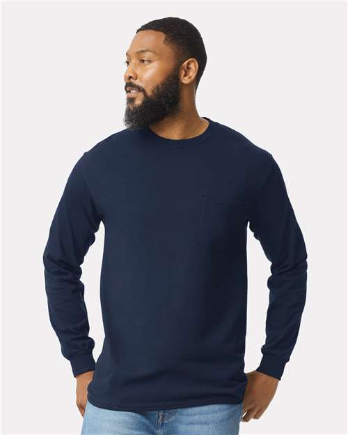 Unisex Ultra Cotton® Long Sleeve Pocket T-Shirt Gildan 2410