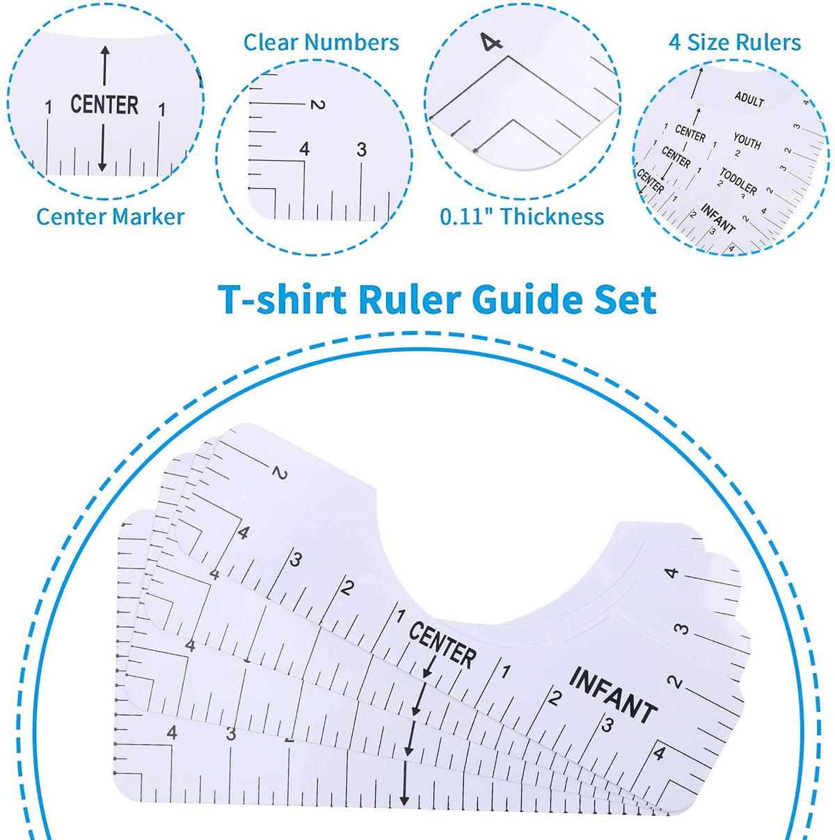 T-Shirt Alignment Ruler 4pcs