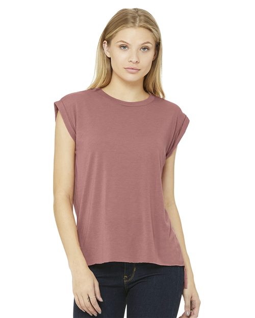 Women’s Flowy Rolled Cuffs Muscle Tee Bella + Canvas 8804
