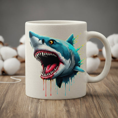 Neon Shark DTF Transfer - Fierce Ocean Predator Design - NeoInk Transfers