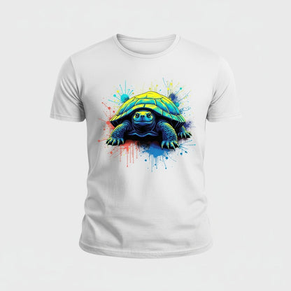 Neon Turtle DTF Transfer - Colorful Splash Art Design - NeoInk Transfers