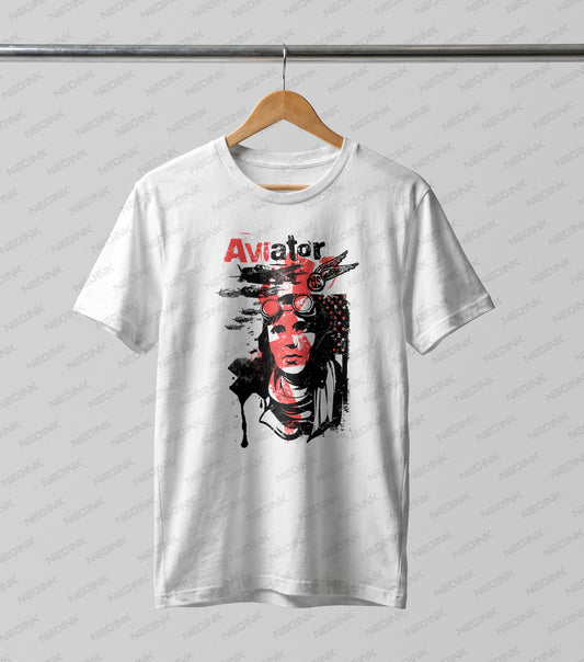 Distressed red and black stencil graphic of a female pilot and soaring airplanes, supplied as ready to print DTF transfers to elevate aviation clothing.