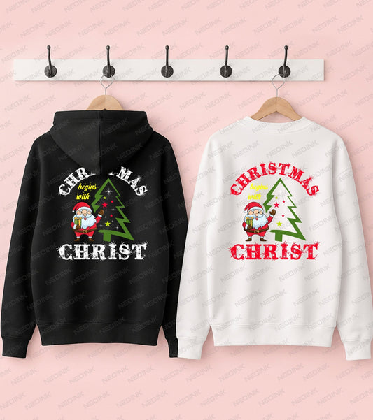 Christmas Begins With Christ Santa Tree DTF Transfer CH-3 - NeoInk Transfers