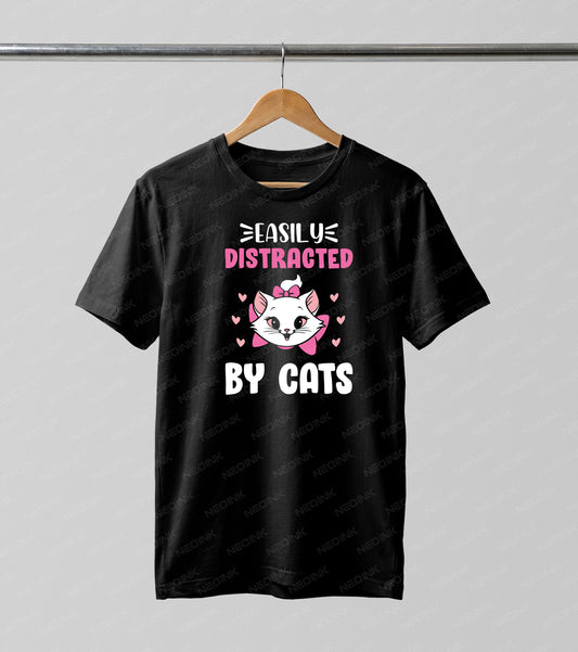 Charming white cat with a pink bow and a funny relatable quote, beautifully detailed on DTF transfers ready to print for pet lovers.