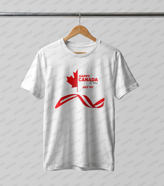 Elegant stylized maple leaf formed by flowing red ribbons, designed as clean DTF transfers ready to print on light aesthetic hoodies.