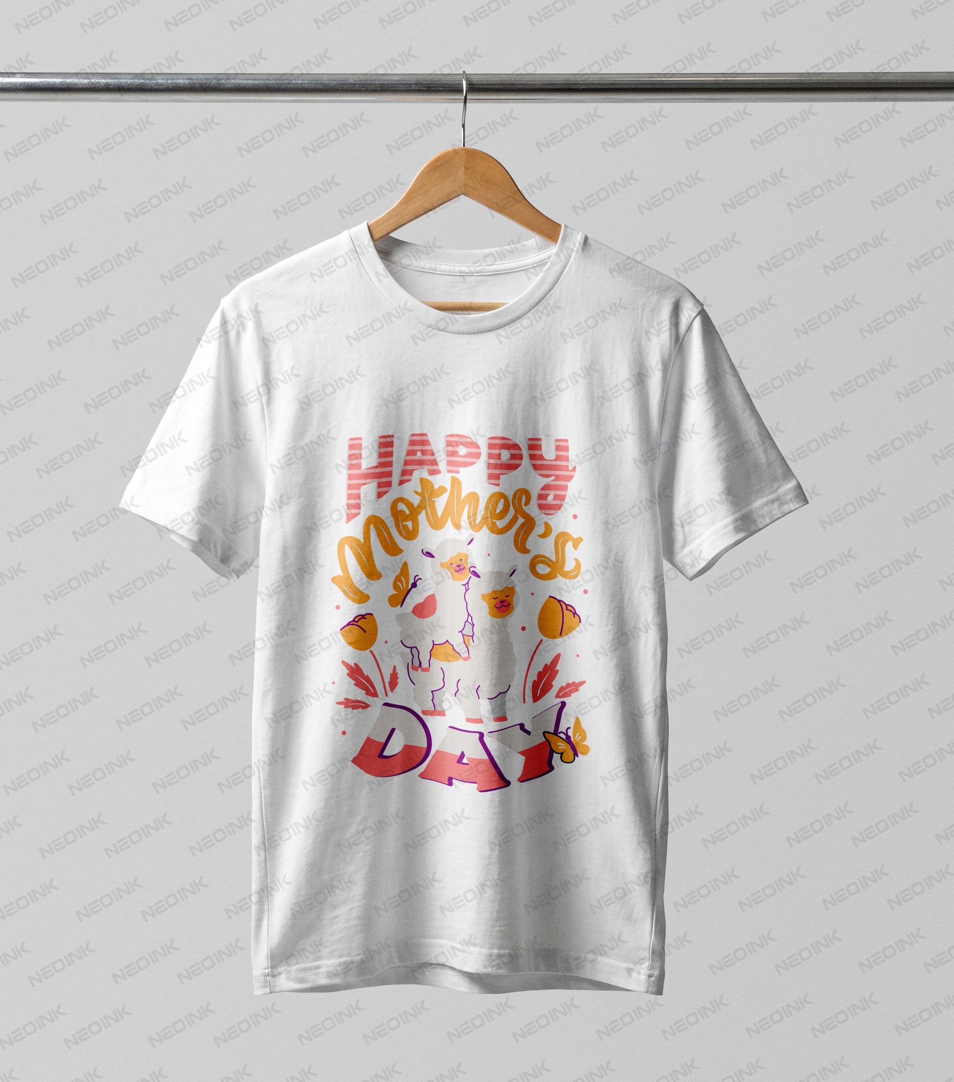 Celebrate in sweet style with this adorable mother and baby sheep graphic, supplied as ready to print DTF transfers ideal for light-colored holiday tees.