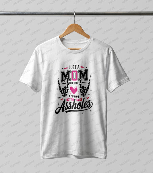 Hilarious and edgy skeleton hand design for moms keeping it real, offered as high-quality DTF transfers that are completely ready to print.