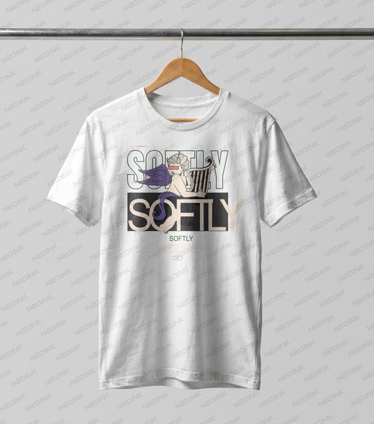 Vaporwave aesthetic angel playing a harp with purple wings and a censor bar, perfectly set up as ready to print DTF transfers for internet culture shirts.