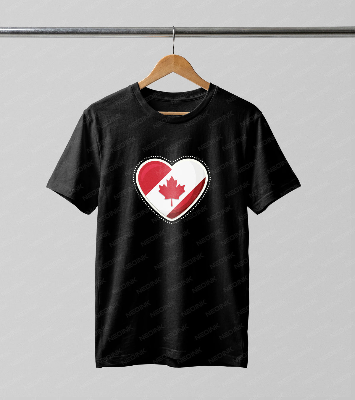 Cute heart shaped like the Canadian flag with a dotted stitch border, making these detailed DTF transfers ready to print instantly for family tees.